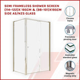 Semi Frameless Shower Screen x195cm Side AS/NZS Glass V63-828661