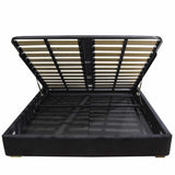 ALPHA KING Black Velvet Gas Lift Storage Bedframe Golden Frame V357-ALPHA-KING