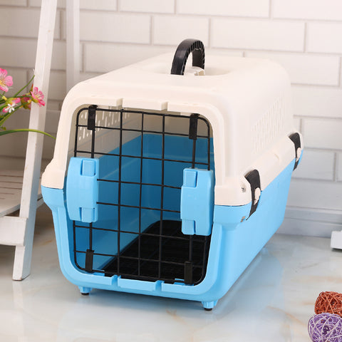 YES4PETS Medium Portable Plastic Dog Cat Pet Pets Carrier Travel Cage With Tray-Blue V278-BP274-CARRIER-M-BLUE