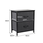 Levede Storage Cabinet Chest of 2 Drawers Dark Grey CH1052-DG