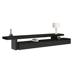 TV Cabinet with 3 Storage Drawers Extendable With Glossy MDF Entertainment Unit in Black Color V43-TVC-MRLNBL