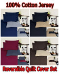 Hotel Living Reversible 100% Cotton JERSEY Quilt Cover Set Chocolate / Linen - QUEEN V442-GHT-QUILTCS-JERSEY-CHOCOLATE-QS