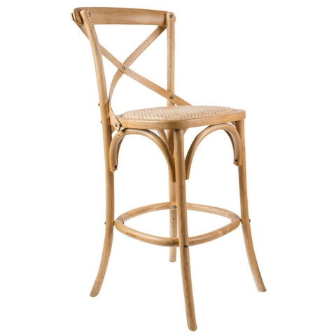 Aster Crossback Bar Stools Dining Chair Solid Birch Timber Rattan Seat - Oak V315-VOD-CAFE-11