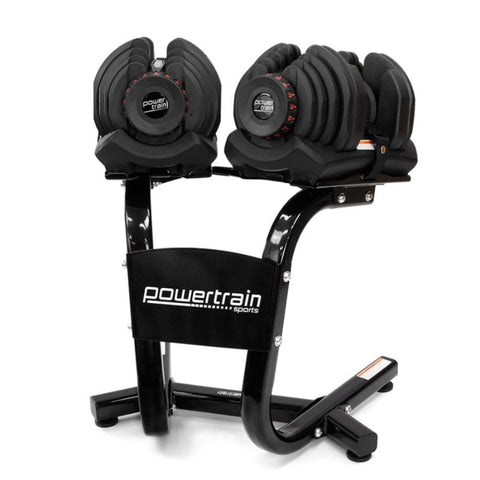 2x 40kg Powertrain Adjustable Dumbbells with Stand DMB-BF2-040-2S