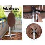 Gardeon Outdoor Bar Table Wooden Cafe Table Aluminium Pole Round FF-TABLE-WOOD60-70110