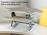 Fortia Corner Desk Riser 110cm Wide Adjustable Sit to Stand for Dual Monitor, Keyboard, Laptop, V219-FURDTDFORACX2