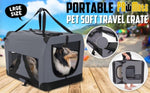 Portable Soft Dog Cage Crate Carrier L GREY V274-PET-3002L-GY