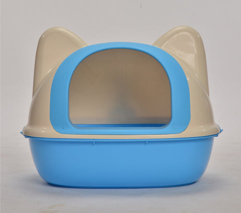 YES4PETS Medium Hooded Cat Toilet Litter Box Tray House With Scoop Blue V278-BP195-M-LITTER-TRAY-BLUE