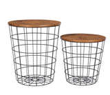 YES4HOMES Vintage Round Coffee Tables Set of 2 Side Tables Robust Steel Frame for Living Room V278-R-COFFEE-TABLE-SET-2
