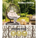 Gardeon Outdoor Egg Swing Chair Wicker Rattan Furniture Pod Stand Cushion Latte HM-EGG-RAN-S-LACR-AB