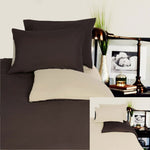 Hotel Living Reversible 100% Cotton JERSEY Quilt Cover Set Chocolate / Linen - DOUBLE V442-GHT-QUILTCS-JERSEY-CHOCOLATE-DS