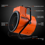 UNIMAC 2400W Electric Space Heater Portable Small Fan Workshop Warehouse Blow Industrial Heating V219-HEAELEUMCA24S