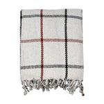 Cotton Fringe Throw Checkered V442-ABR-THROW-CHECKERED-IVORY-RE