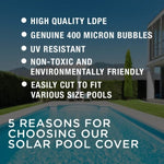 AURELAQUA Solar Swimming Pool Cover 400 Micron Heater Bubble Blanket 6x3.2m V219-SWPCOVAURA63S