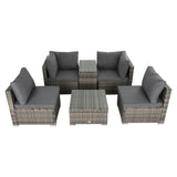 Outdoor Modular Lounge Sofa with Wicker End Table Set V264-OTF-530S-LGR-OTF-507-LGR