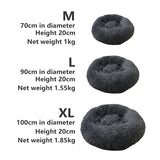 Dog Pet Cat Calming Bed Warm Plush Round Nest Comfy Sleeping Bed Dark Grey 90cm V360-PTDB0000-DG-L