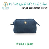 PIP Studio Velvet Quilted Dark Blue Small Cosmetic Purse V442-HIN-MISC-PURSEQUILTEDS-DARKBLUE-SH