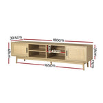 Artiss TV Cabinet Entertainment Unit 180cm Rattan Cole FURNI-E-RAT-TV180-WD-AB