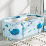 Weisshorn Foldable Bathtub PVC Spa Bucket Inflatable Cushion 132x65cm Blue FB-PVC-140-BL
