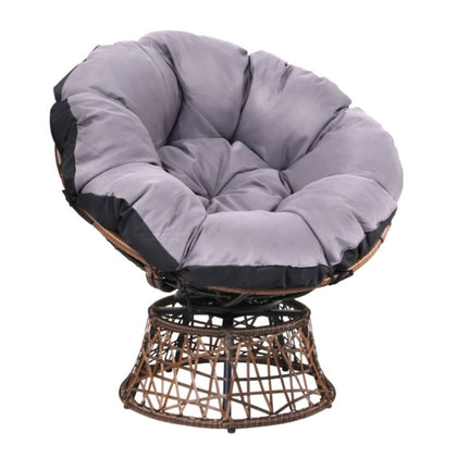 Gardeon Outdoor Chairs Outdoor Furniture Papasan Chair Wicker Patio Garden Brown ODF-PAPASAN-CH-BR