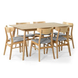 Cusco 7pc Set Dining Set 150cm Table 6 Chair Fabric Seat Scandinavian Style V315-VOD-CUSC-01-7PC-CUSC-04-KIT