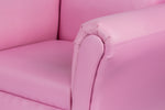 Kids Pink Couch Sofa Chair w/ Footstool in PU Leather V196-KS541P