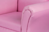 Kids Pink Couch Sofa Chair w/ Footstool in PU Leather V196-KS541P