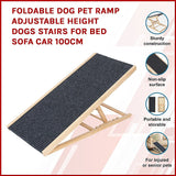 Foldable Dog Pet Ramp Adjustable Height Dogs Stairs for Bed Sofa Car 100cm V63-840351