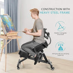 Ergonomic Kneeling Posture Chair with Backrest Adjustable Height and Casters V63-842641