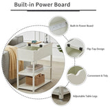 Multi-Tier Bedside Table with Powerboard, White V178-100041