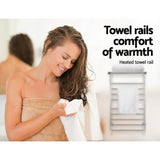 Devanti Electric Heated Towel Rail Rack 14 Bars Wall Mounted Clothes Dry Warmer TW-C-WALL-L