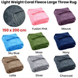 Light Weight Coral Fleece Throw Rug 150x200 cm Navy V442-ABR-THROW-CORALFLEECE200CM-NAVY-RE