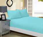 1000TC Ultra Soft Fitted Sheet & 2 Pillowcases Set - King Size Bed - Aqua V493-AKF-20