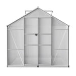 Greenfingers Greenhouse 3.7x2.5x2.26M Double Doors Aluminium Green House Garden Shed GH-ALU-C-370X250-DOU-AB