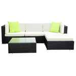 Gardeon 5-Piece Outdoor Sofa Set Wicker Couch Lounge Setting Cover FF-SOFA-BK-5PC-AB