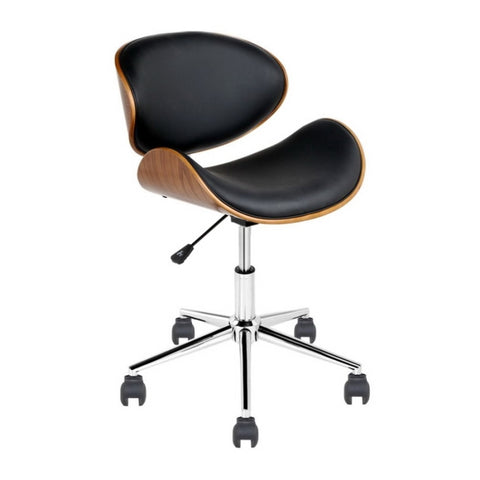 Artiss Wooden Office Chair Leather Seat Black OCHAIR-BS-5429-WA