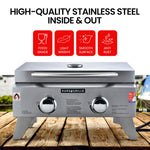 EUROGRILLE 2-Burner Stainless Steel Portable Gas BBQ Grill V219-COKBBQEUGABR2