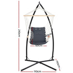 Gardeon Hammock Chair with Steel Stand Armrest Outdoor Hanging Grey HM-CHAIR-ARM-GREY-X
