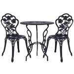 Gardeon 3PC Outdoor Setting Bistro Set Chairs Table Cast Aluminum Rose Black GB-CALU-3PC-XG1015-BK