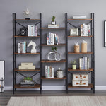 YES4HOMES Industrial Shelf Bookshelf, Vintage Wood and Metal Bookcase Furniture for Home & Office V278-M80907F-METAL-BOOKCASE