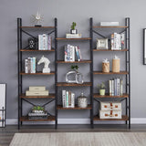 YES4HOMES Industrial Shelf Bookshelf, Vintage Wood and Metal Bookcase Furniture for Home & Office V278-M80907F-METAL-BOOKCASE