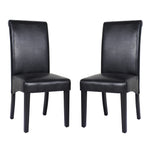 2x Wooden Frame Black Leatherette Dining Chairs with Solid Pine Legs V43-DC-SWI-BLN