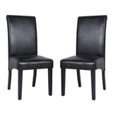 2x Wooden Frame Black Leatherette Dining Chairs with Solid Pine Legs V43-DC-SWI-BLN