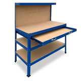 3-Layered Work Bench Garage Storage Table Tool Shop Shelf Blue TBL-3LY-WH-BU