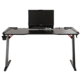 LED Gaming Desk Computer Table with Cup Holder Headphone Hook Cable Hole V63-840391