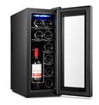 12 Bottle Wine Cellar Fridge w/ Glass Door, Temperature Control & Cooler V196-BF100