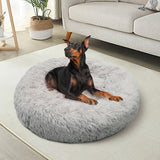 Pet Dog Bed Bedding Warm Plush Round Comfortable Dog Nest Light Grey Large 90cm Large V360-PTDB0000-LG-L