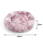 Pawfriends Dog Cat Pet Calming Bed Warm Soft Plush Round Nest Comfy Sleeping Cave MEL 120cm V360-PTDB0013-PP-XL