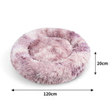 Pawfriends Dog Cat Pet Calming Bed Warm Soft Plush Round Nest Comfy Sleeping Cave MEL 120cm V360-PTDB0013-PP-XL