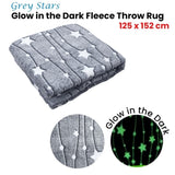 Grey Stars Glow in the Dark Throw Rug 125x152 cm V442-ABR-THROW-GLOWINDARKSTAR-GREY-RE